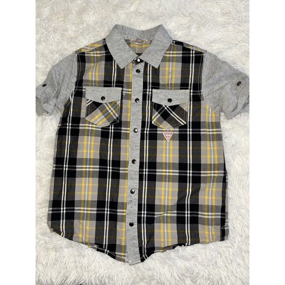 Guess Camisa G Kids Sz. 8 Button Up Snap Shirt. Classic, Grt Shape Red Triangle - Picture 1 of 10
